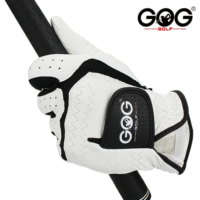 GOG Golf glove Genuine sheepskin leather for men white Breathable glove for golfer Free shipping 1 pcs new dropship