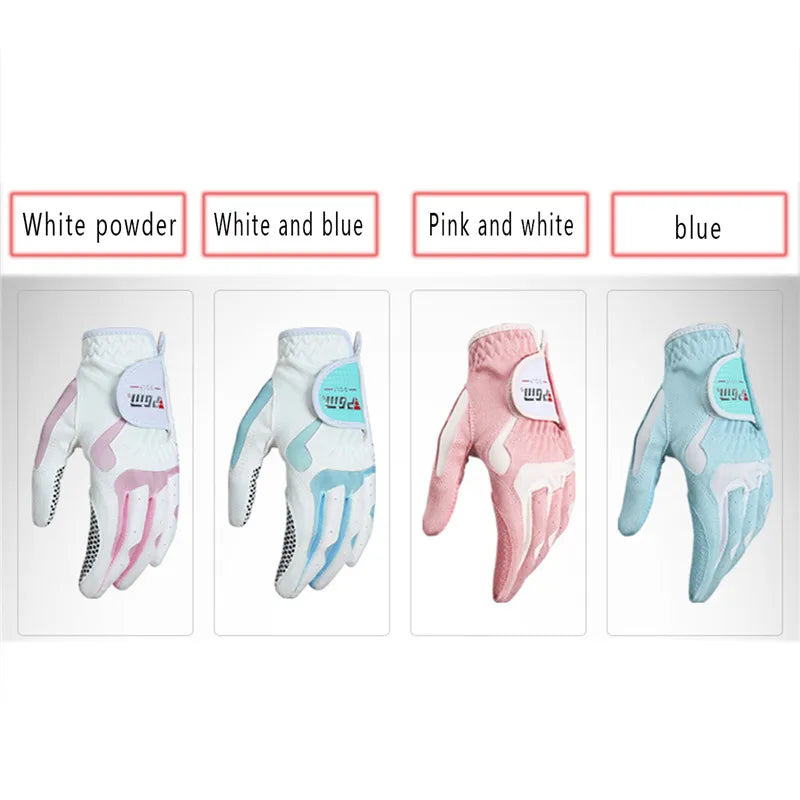 PGM Women's Golf Gloves Left Hand Right Hand Sport High Quality Nanometer Cloth Golf Gloves Breathable Palm Protection