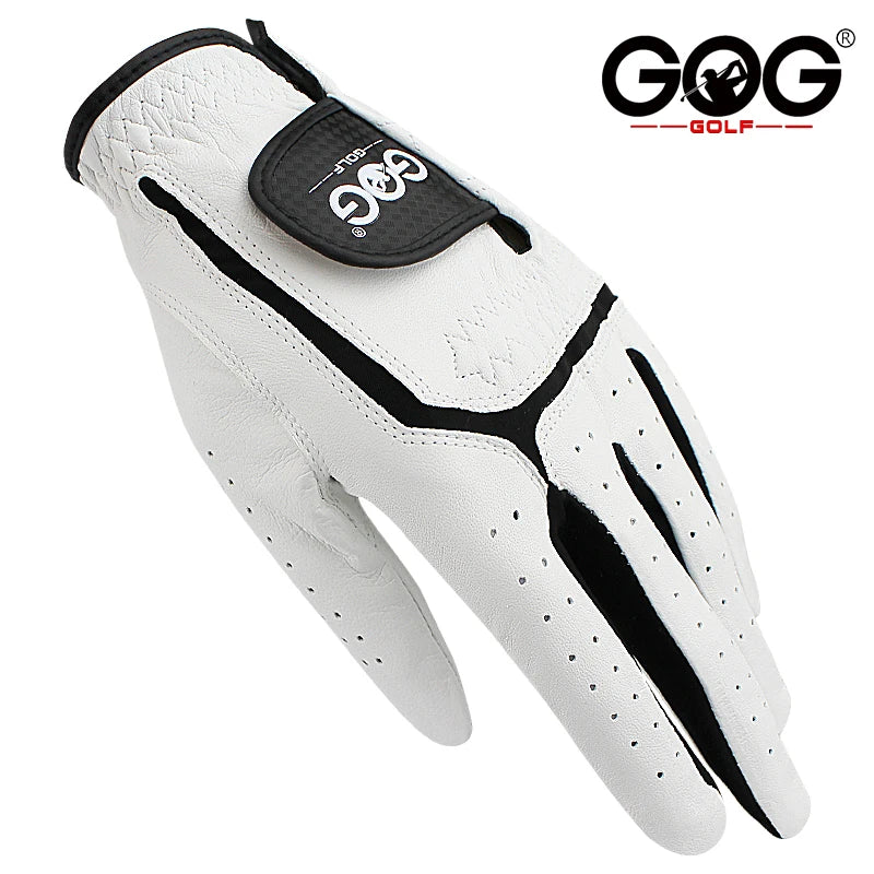 GOG Golf glove Genuine sheepskin leather for men white Breathable glove for golfer Free shipping 1 pcs new dropship