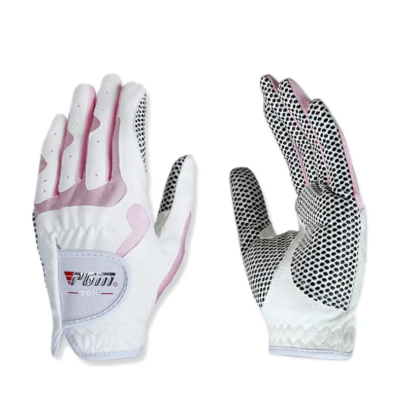 PGM Women's Golf Gloves Left Hand Right Hand Sport High Quality Nanometer Cloth Golf Gloves Breathable Palm Protection