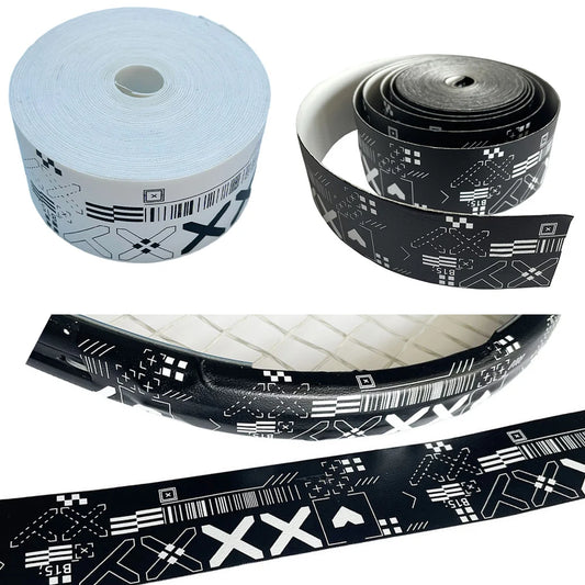 1 Roll 500cm Print Tennis Racket Paddle Head Protection Tape PU Reduce Friction Stickers For Beach Pickleball Racket Sport Parts