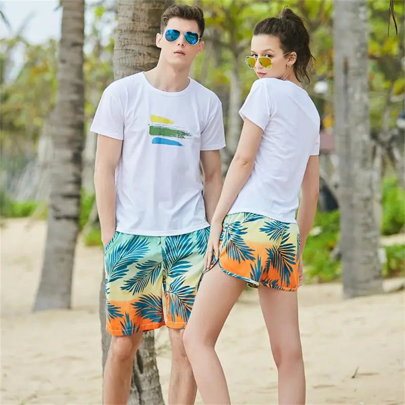 Matching Couple Swimsuit Swimming Shorts Men Swimwear Women Bermuda Surf Trunks Boardshort Summer Quick Dry Beach Swiming Shorts