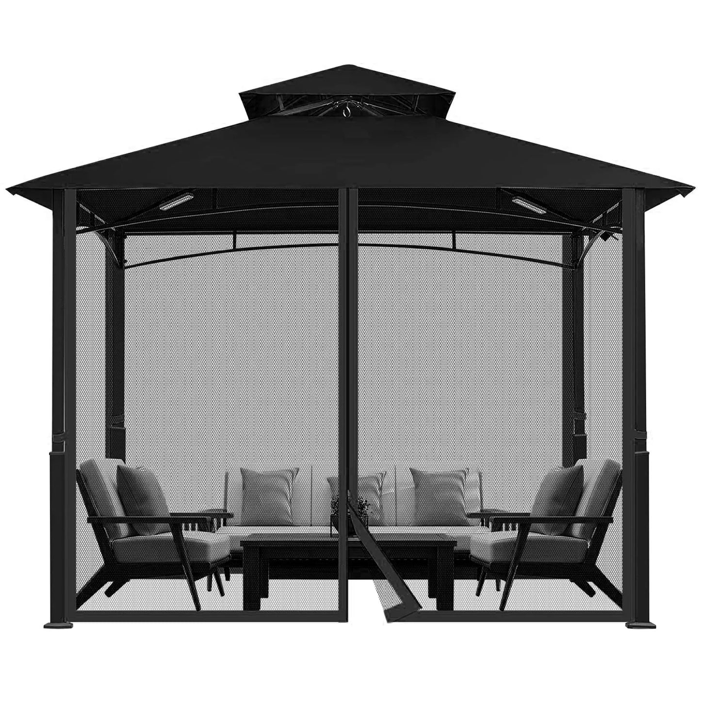 Gazebo extérieur moustiquaire de remplacement universel auvent filet écran 4 panneaux paroi latérale rideau avec fermetures à glissière pour jardin patio