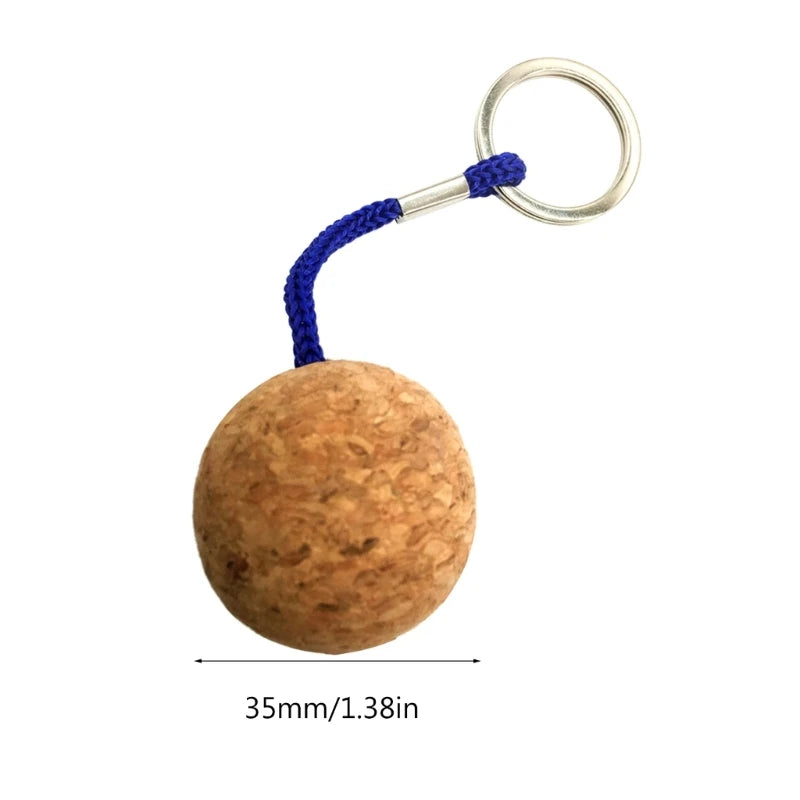 Buoyant Key Chains 35mm Floating Cork Ball Keyrings Buoy Boats Key Rings Keychain for Sea Surfing Diving Fishing