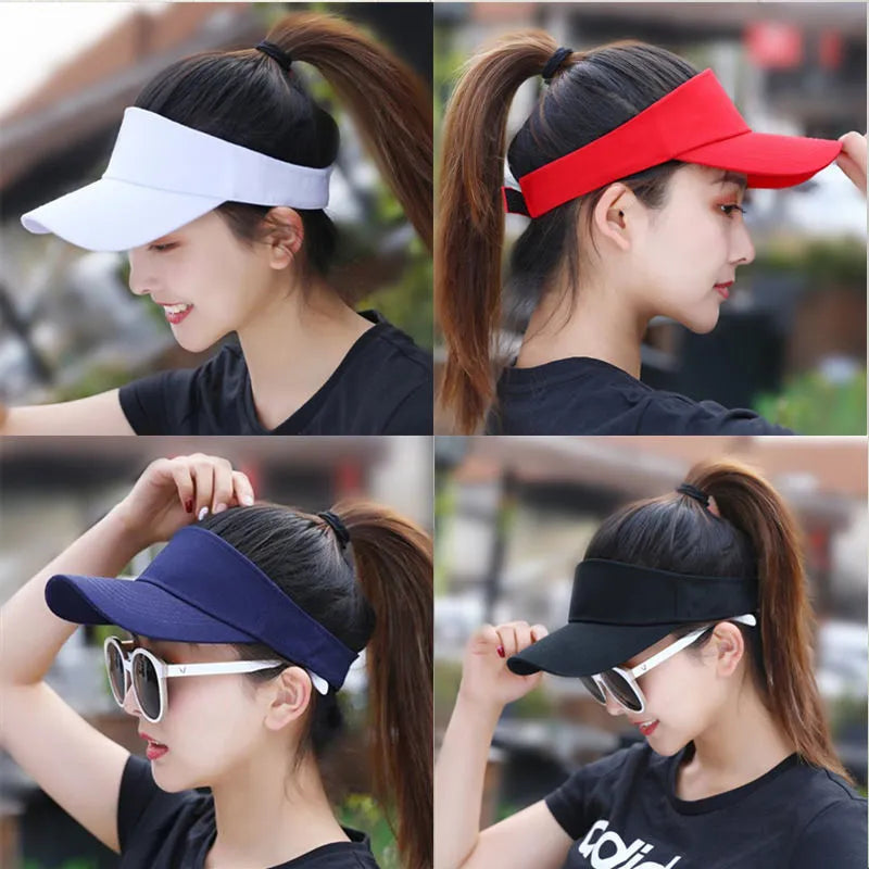 Summer Sun Hats Men Women Cotton Adjustable Visor UV Protection Top Empty Solid Sport Tennis Golf Running Sunscreen Baseball Cap