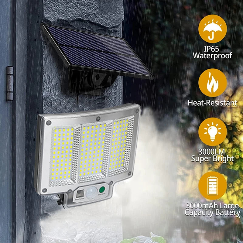 NEW 192 LED Solar Lamp Outdoor Wall Lamp IP65 Waterproof Spotlights Lamp Motion Sensor Solar 3 Mode Street Light Garden Decor