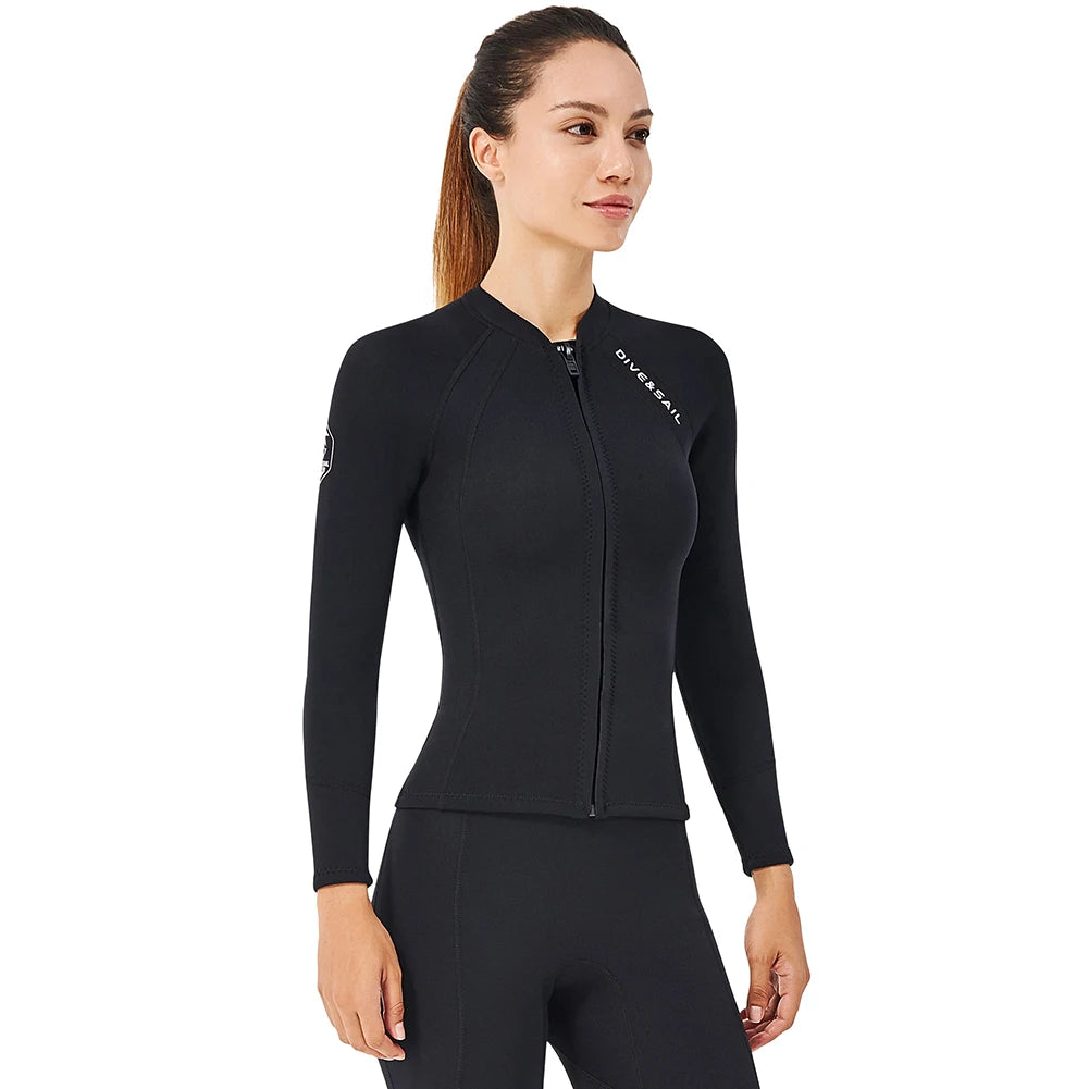 DIVE SAIL 2mm Neoprene Diving Suit for Women Wetsuit Split Body Jacket Pants Long Sleeve Swimsuit Water Sports Diving Clothing