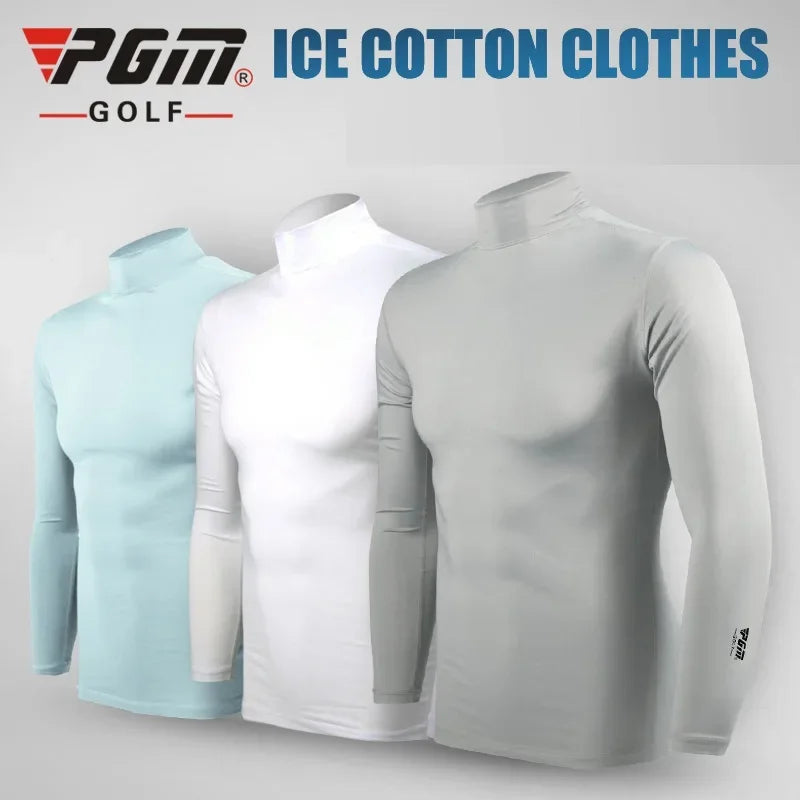 PGM Men's Sun Protection Golf Shirt Underwear Long Sleeve Cooling Ice Silk T-shirts Anti-UV Soft Apparel For Men YF202