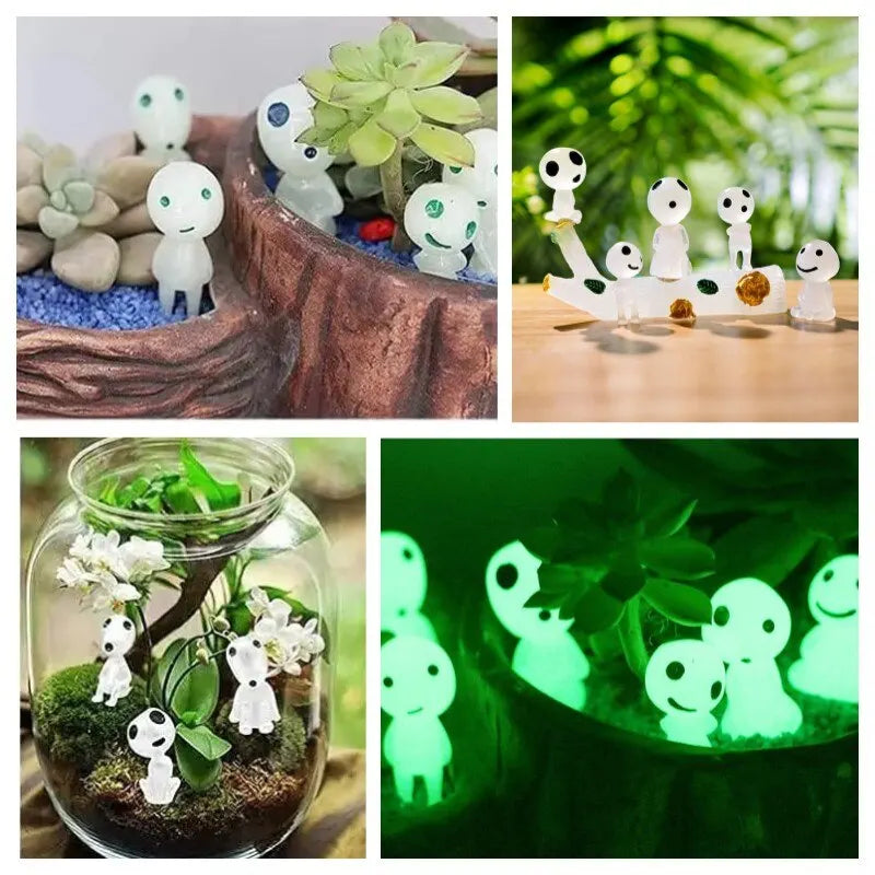 10Pcs Micro Landscape Figure Luminous Tree Elves Spirits Glowing in Dark Flower Potted Garden Statue Potted Decoration Accessory