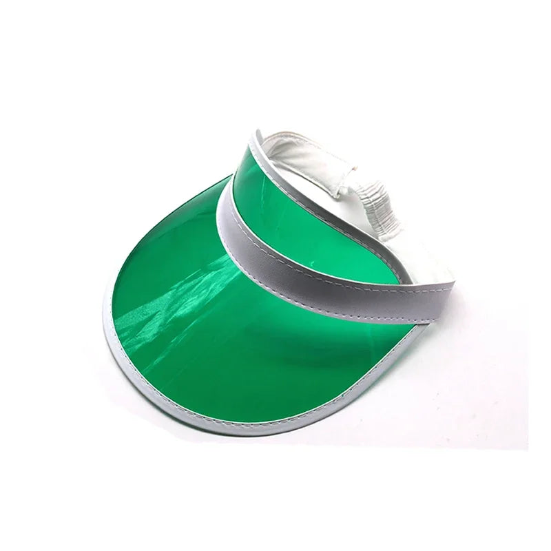 Outdoor Fashion Casual Green Color Transparent Anit-uv Plastic Face Sun Shield Cheap Hats Sun Visor Hats Golf Cap Rain Hat