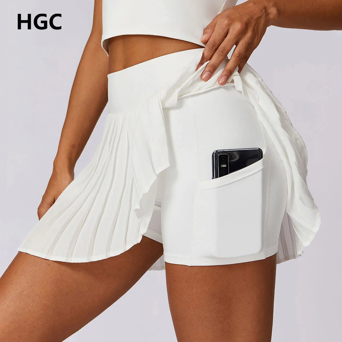 HGC Golf Tennis Skirts With Pocket Gym Running Pleated Pantskirt SEXY Women Fashion Sports Fitness Shorts High Waist Yoga Skorts