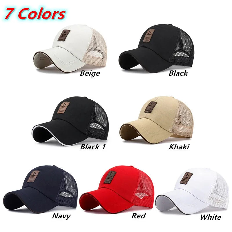 Unisex Summer Outdoor Anti-UV Sunhat Cool Breathable Mesh Cotton Baseball Cap Hip Hop Tennis Golf Adjustable Sport Hat 7 Colors