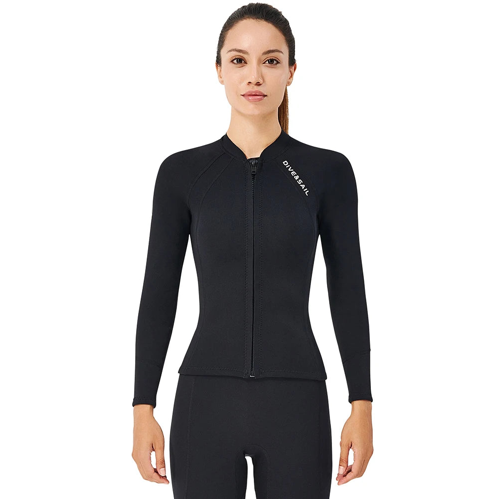 DIVE SAIL 2mm Neoprene Diving Suit for Women Wetsuit Split Body Jacket Pants Long Sleeve Swimsuit Water Sports Diving Clothing