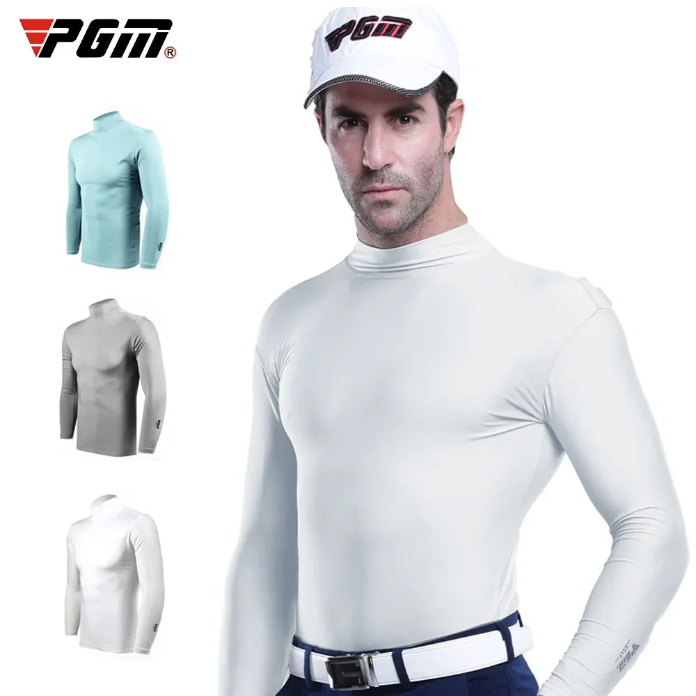 PGM Men's Sun Protection Golf Shirt Underwear Long Sleeve Cooling Ice Silk T-shirts Anti-UV Soft Apparel For Men YF202