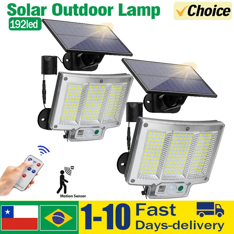 NEW 192 LED Solar Lamp Outdoor Wall Lamp IP65 Waterproof Spotlights Lamp Motion Sensor Solar 3 Mode Street Light Garden Decor