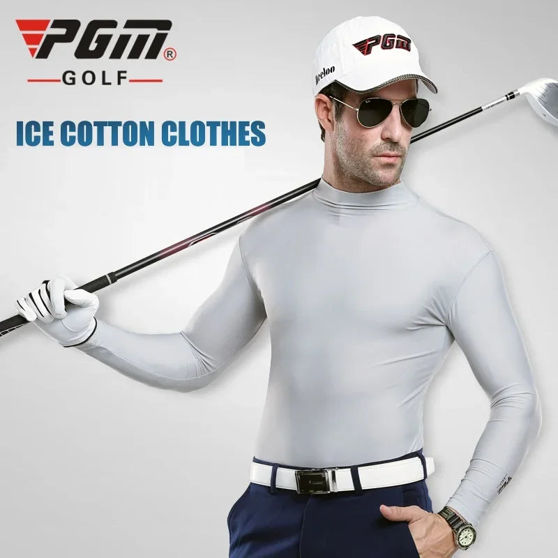 PGM Men's Sun Protection Golf Shirt Underwear Long Sleeve Cooling Ice Silk T-shirts Anti-UV Soft Apparel For Men YF202