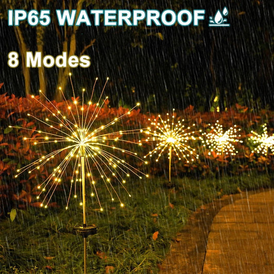 90 LED Solar Power Firework Lights Garden Decoration Fairy Lights Waterproof Outdoor Dandelion Lawn Lamp for Patio Garden Decor