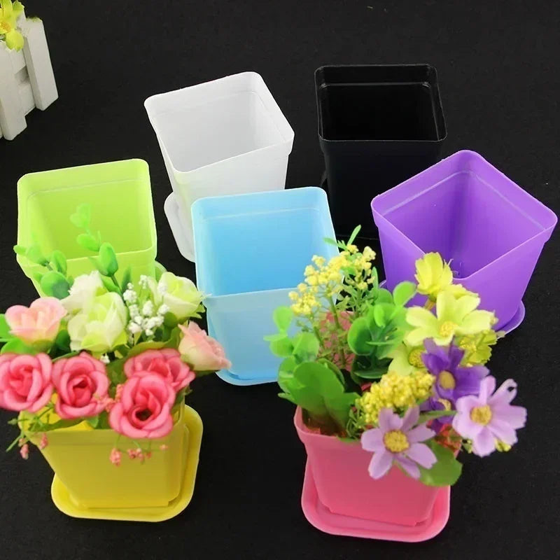 7PCS Plastic Round Flower Planter Pots Tray Home Office Garden Decor pots for plants flower pot plant pot plant pots