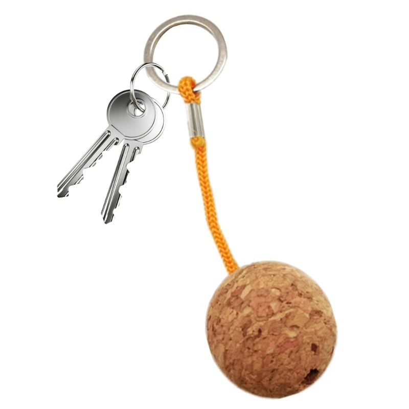 Buoyant Key Chains 35mm Floating Cork Ball Keyrings Buoy Boats Key Rings Keychain for Sea Surfing Diving Fishing