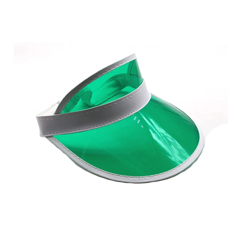 Outdoor Fashion Casual Green Color Transparent Anit-uv Plastic Face Sun Shield Cheap Hats Sun Visor Hats Golf Cap Rain Hat