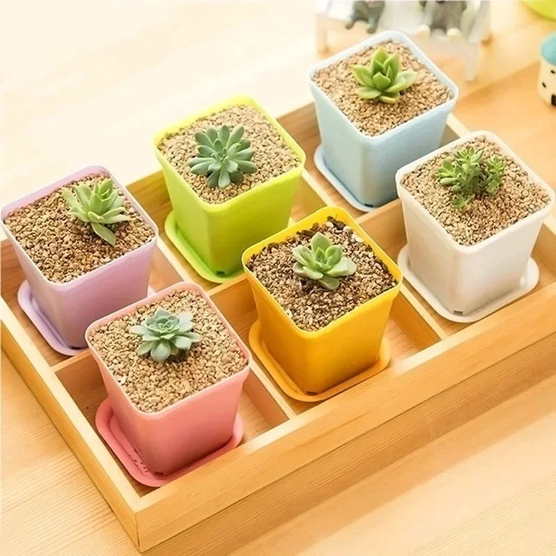 7PCS Plastic Round Flower Planter Pots Tray Home Office Garden Decor pots for plants flower pot plant pot plant pots