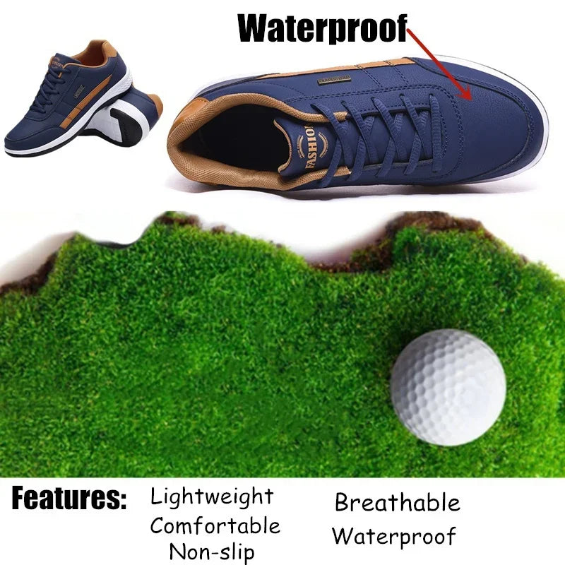 2023 Novos Sapatos de Golfe Leves Masculinos Sapatos Esportivos Casuais Respiráveis ​​Impermeáveis ​​Antiderrapantes Sapatos Ao Ar Livre Masculino Tamanho 38-48