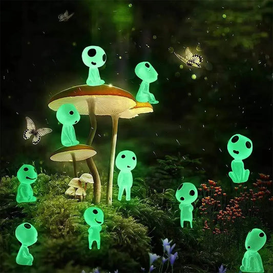 10Pcs Micro Landscape Figure Luminous Tree Elves Spirits Glowing in Dark Flower Potted Garden Statue Potted Decoration Accessory