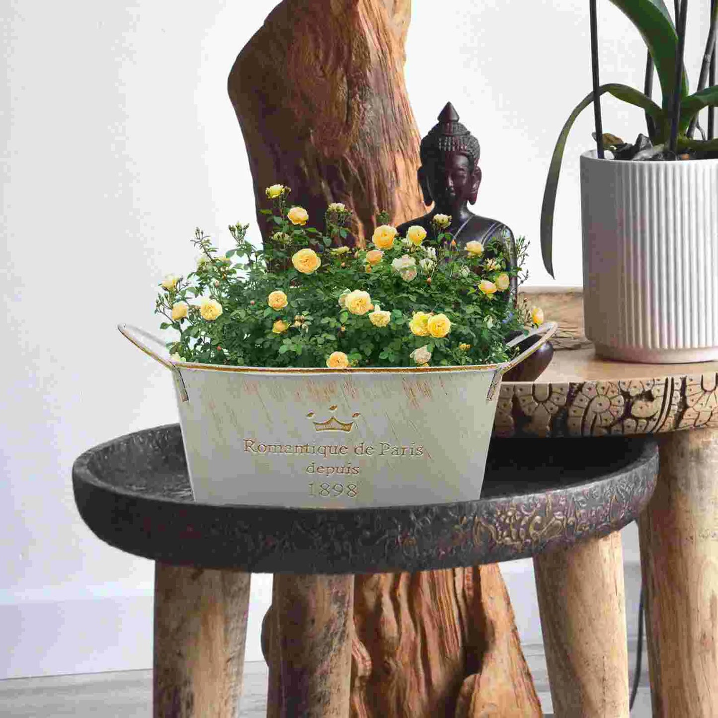 Metal Vases Vintage Flower Pot Retro Flower Pot Farmhouse Flower Vases Vintage Flower Bucket Vintage Flower Jugs Vintage Planter