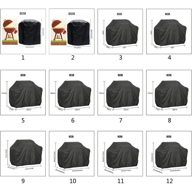 Waterproof BBQ Cover Grill Cover Anti Dust Rain Cap Barbecue Protective Supplies