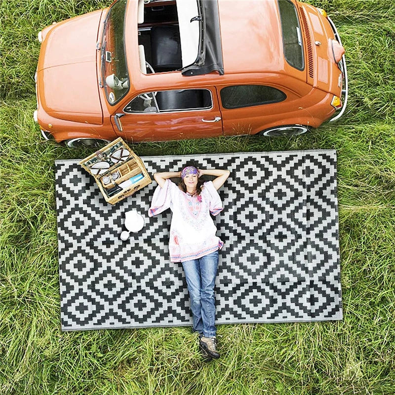 Bubble Kiss Outdoor Rugs for Patios Clearance 6'X9' Easy Cleaning Patio Picnic Carpet Portable Comfortable Hollow Woven Carpet