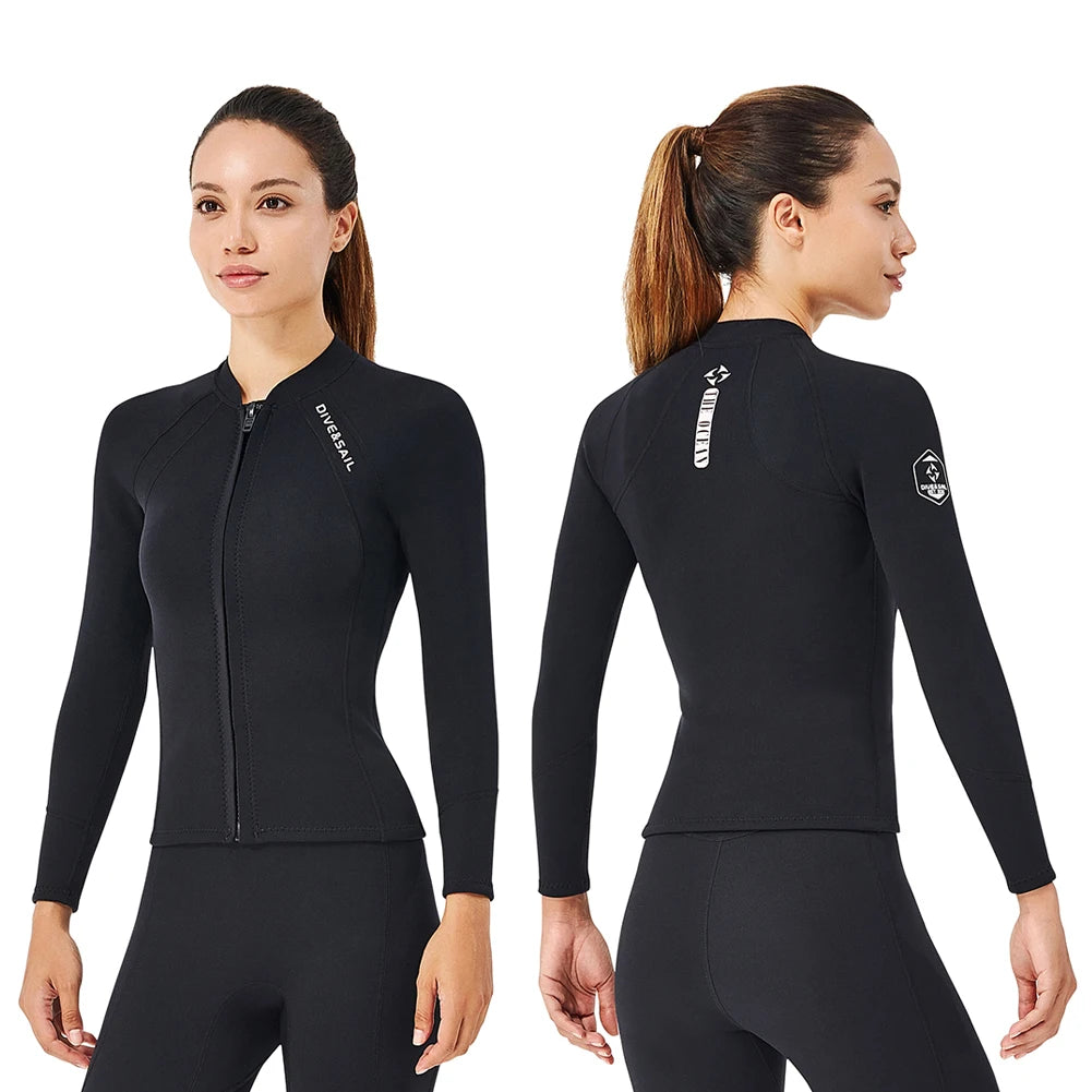 DIVE SAIL 2mm Neoprene Diving Suit for Women Wetsuit Split Body Jacket Pants Long Sleeve Swimsuit Water Sports Diving Clothing