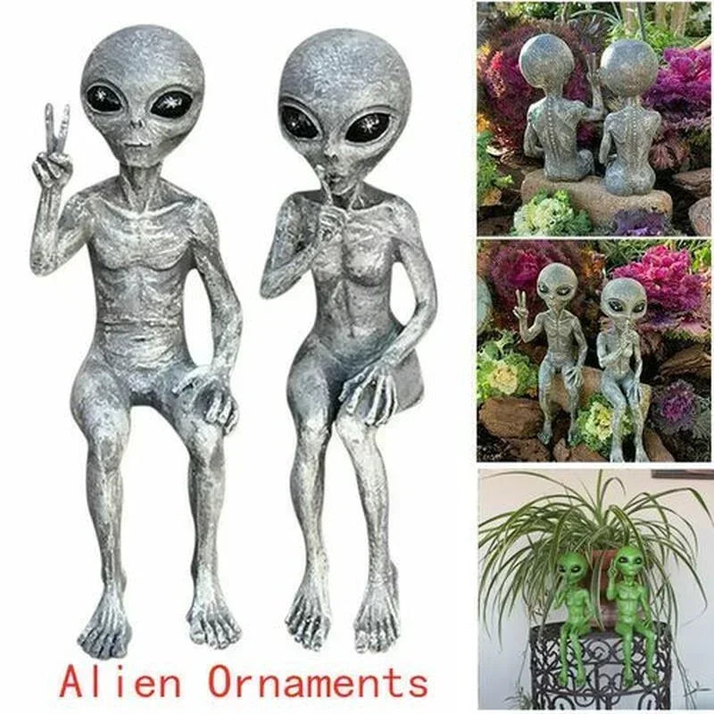 Statue d'extraterrestre en résine, ornements de jardin, Figurine, décoration de maison, cadeau, décoration de jardin en plein air