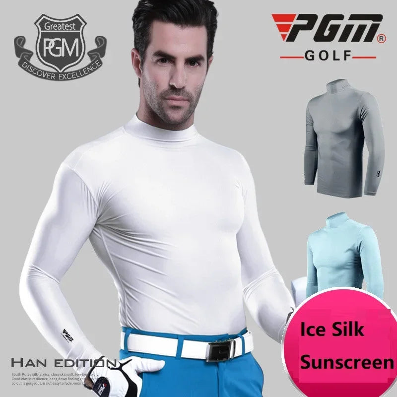 PGM Men's Sun Protection Golf Shirt Underwear Long Sleeve Cooling Ice Silk T-shirts Anti-UV Soft Apparel For Men YF202