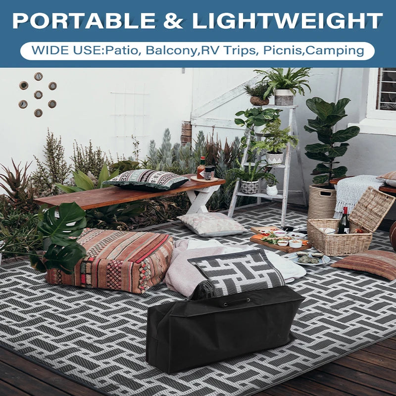 Large Camping Rug Picnic Waterproof Mat PP Tube Foldable Wear-resistant Stain-resistant Carpet Polyester Living Room Outdoor Rug