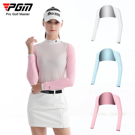 PGM Women Cooling Sunscreen Golf Shawl Ladies Ice Silk Anti-Uv Sport Arm Sleeve Girl Breathable Golf Shirts Camping Hiking Shawl