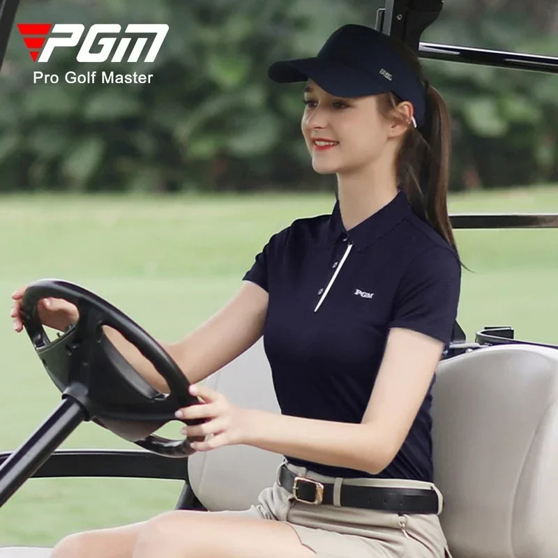 PGM Summer Women Golf Short Sleeved T Shirts Ladies Sports Slim Clothes Quick Dry Breathable Tennis Clothing YF486