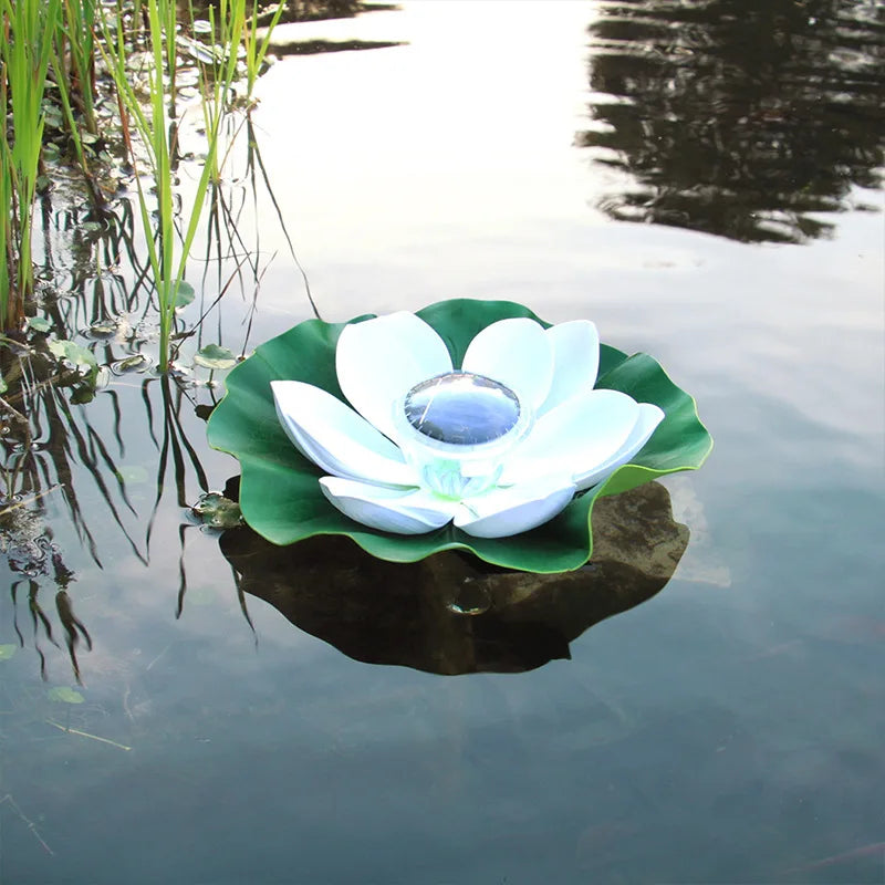 Solar Artifical Floating Lotus LED Light Solar Powered Night Pool Light Lotus Lamp Garden Pond Fountain Decor Outdoor Lighting