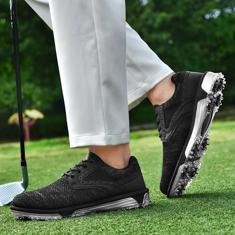 Professional Golf Shoes Men 2024 Black Spring Summer Breathable Spikes Coach Competition Golf Trainers Sneakers Big Size 40-48#